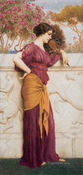 matteo the featherbed fan Painting - The Peacock Fan 1912 Neoclassicist lady John William Godward